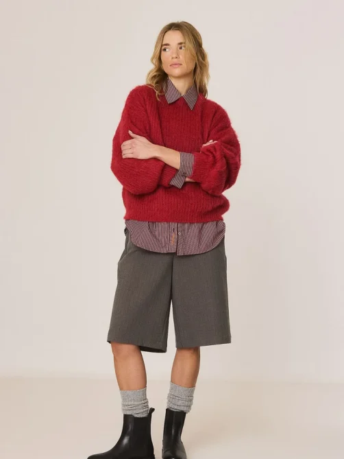 indiandcold brushed effect mohair sweater red sketchshop