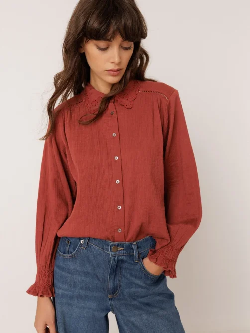 indiandcold romantic double gauze shirt cherry sketchshop