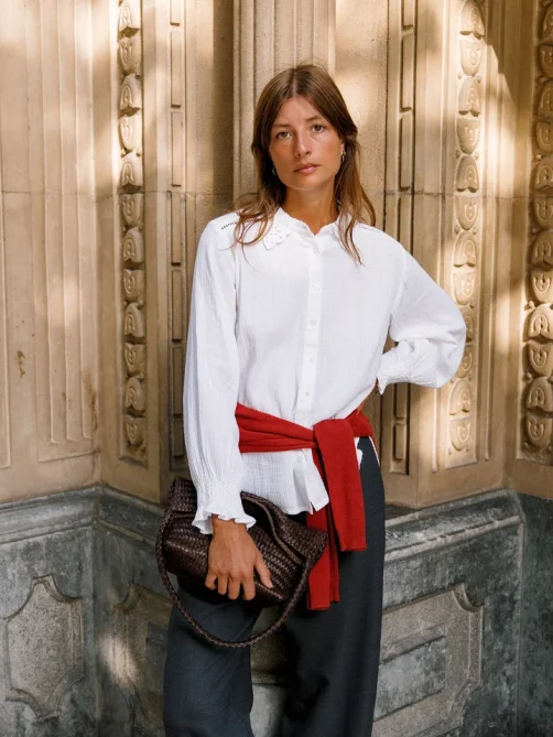 indiandcold romantic double gauze shirt white sketchshop