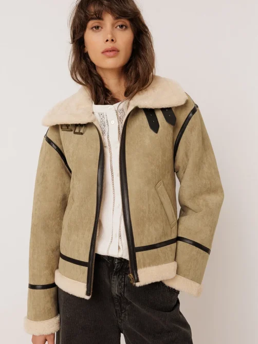indiandcold suede aviator jacket sand sketchshop