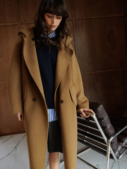 indiandcold wool maxi coat hood camel sketchshop