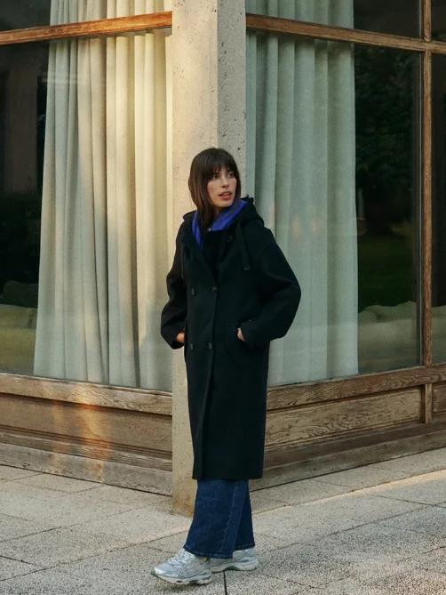indiandcold wool maxi coat hood navy sketchshop
