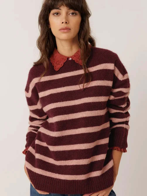 indiandcold striped sailor sweater eggplant sketchshop
