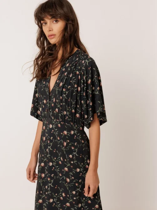 indiandcold long floral print dress navy sketchshop