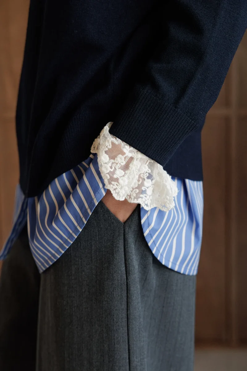indiandcold classic shirt lace cuffs blue sketchshop