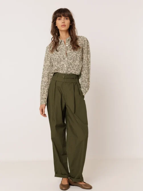 indiandcold poplin carrot pants military green sketchshop