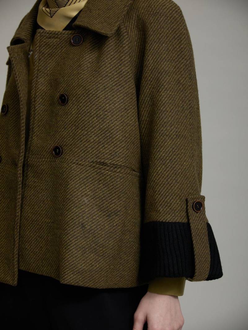 skatie wool coat contrast cuff olive slketchshop
