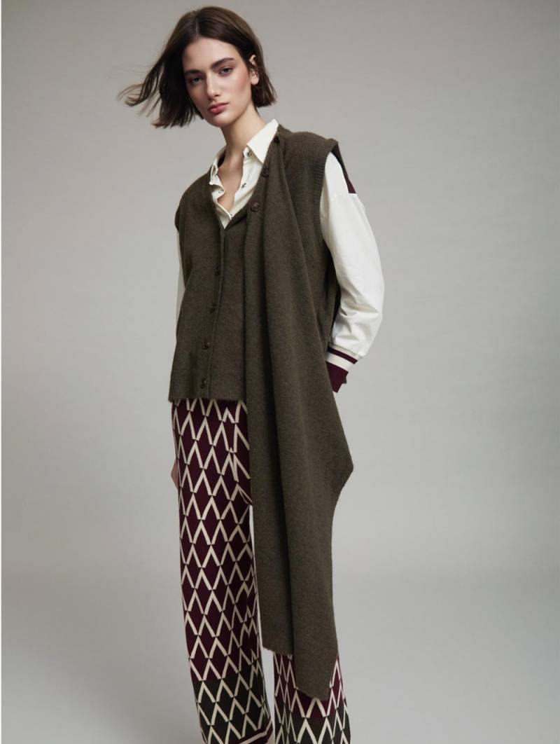 skatie knit vest with bandana moss sketchshop