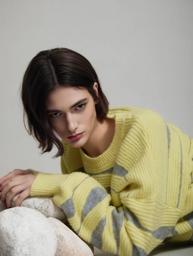 skatie wave intarsia knit sweater yellow sketchshop