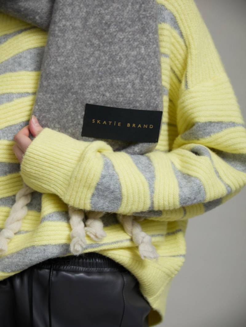 skatie wave intarsia knit sweater yellow sketchshop