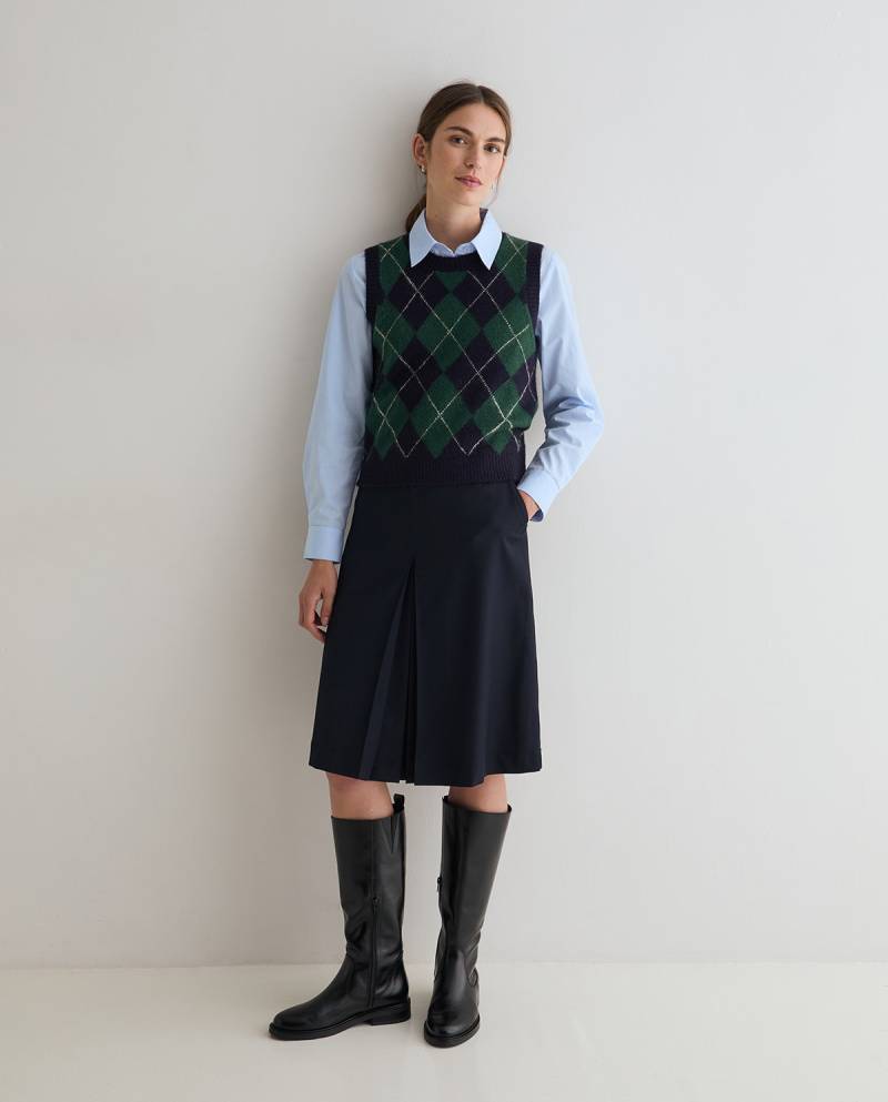 yerse flared midi skirt navy blue sketchshop