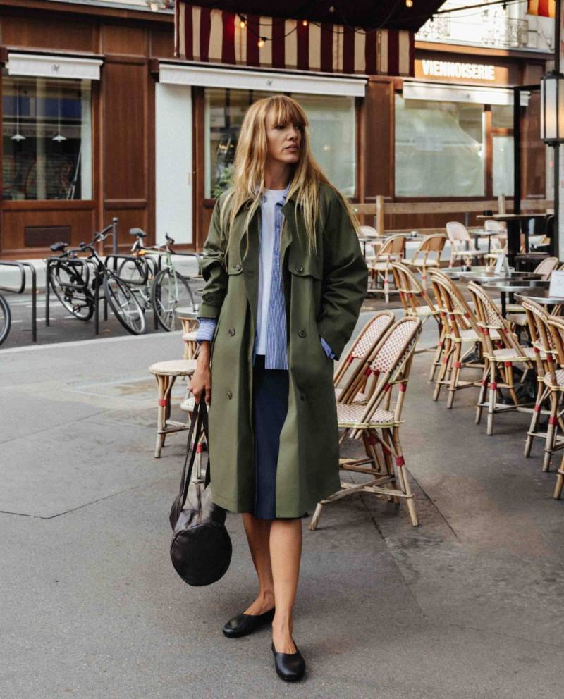 yerse midi trench coat military green sketchshop