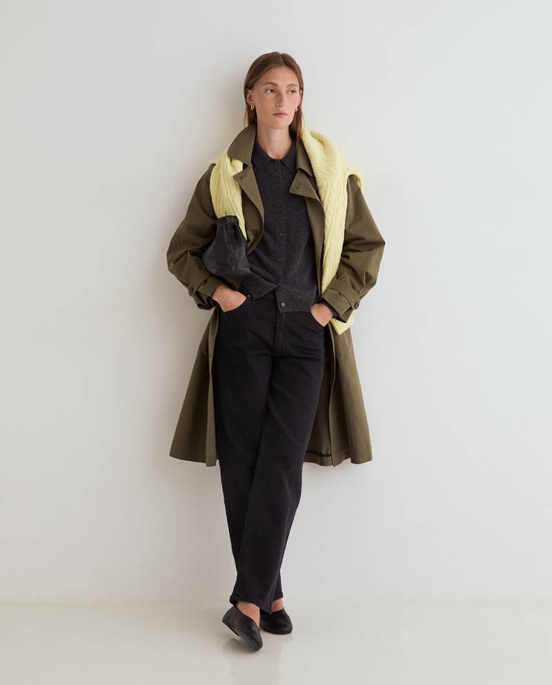 yerse midi trench coat military green sketchshop