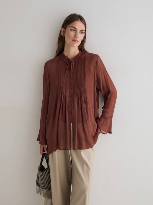 yerse pleated shirt chocolate sketchshop