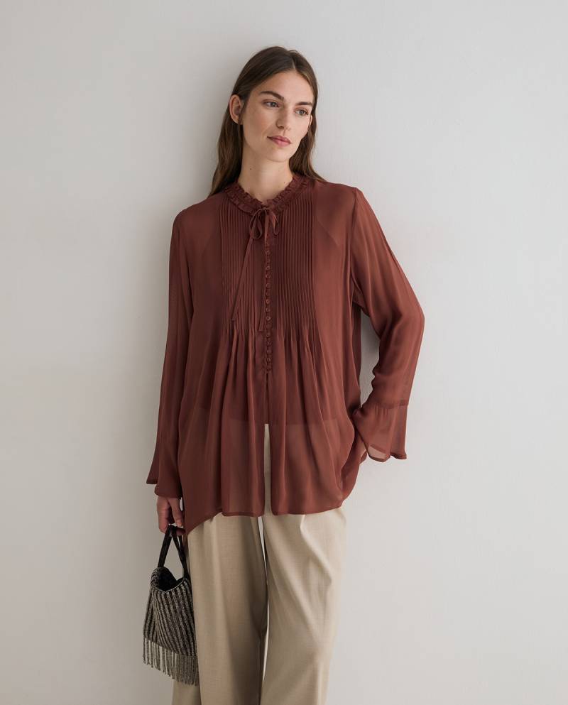 yerse pleated shirt chocolate sketchshop