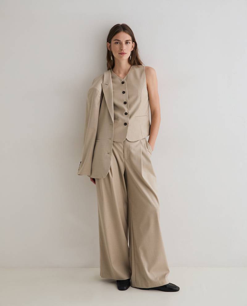 yerse structured wide leg suit trousers beige sketchshop