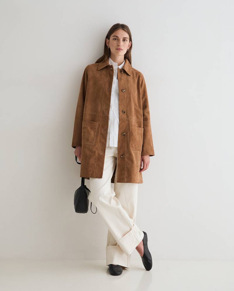 yerse suede midi coat camel sketchshop