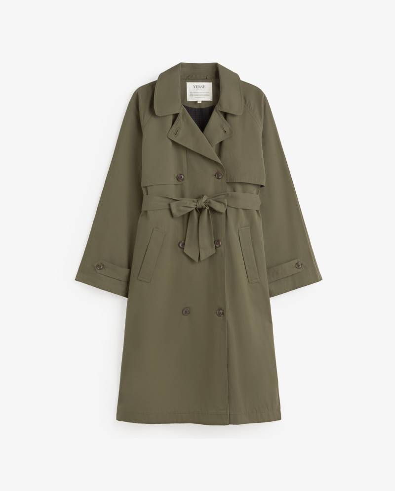 yerse midi trench coat military green sketchshop