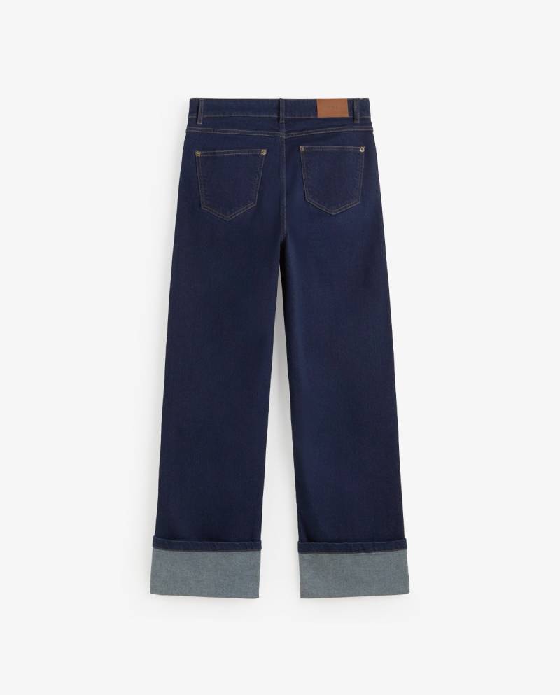 yerse wide leg jeans turned up cuffs dark blue sketchshop
