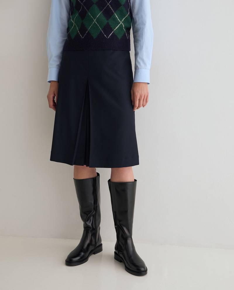 yerse flared midi skirt navy blue sketchshop