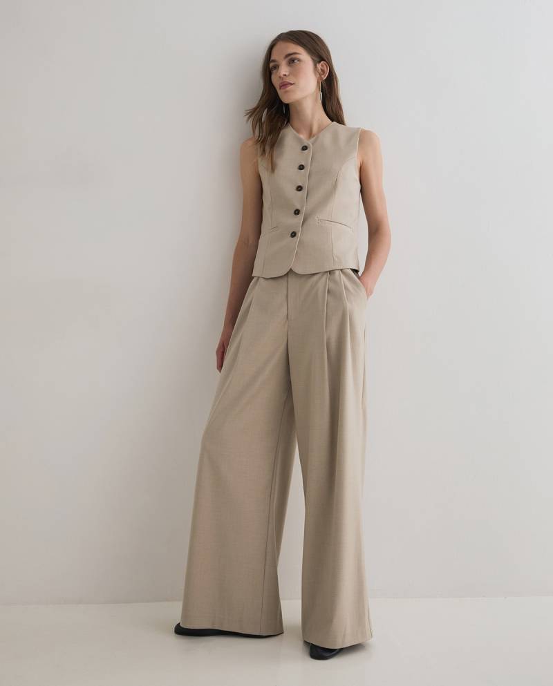 yerse structured wide leg suit trousers beige sketchshop