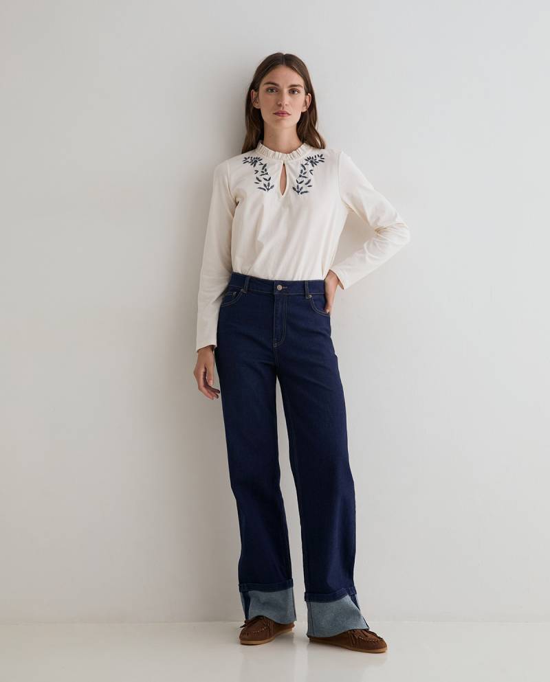 yerse wide leg jeans turned up cuffs dark blue sketchshop