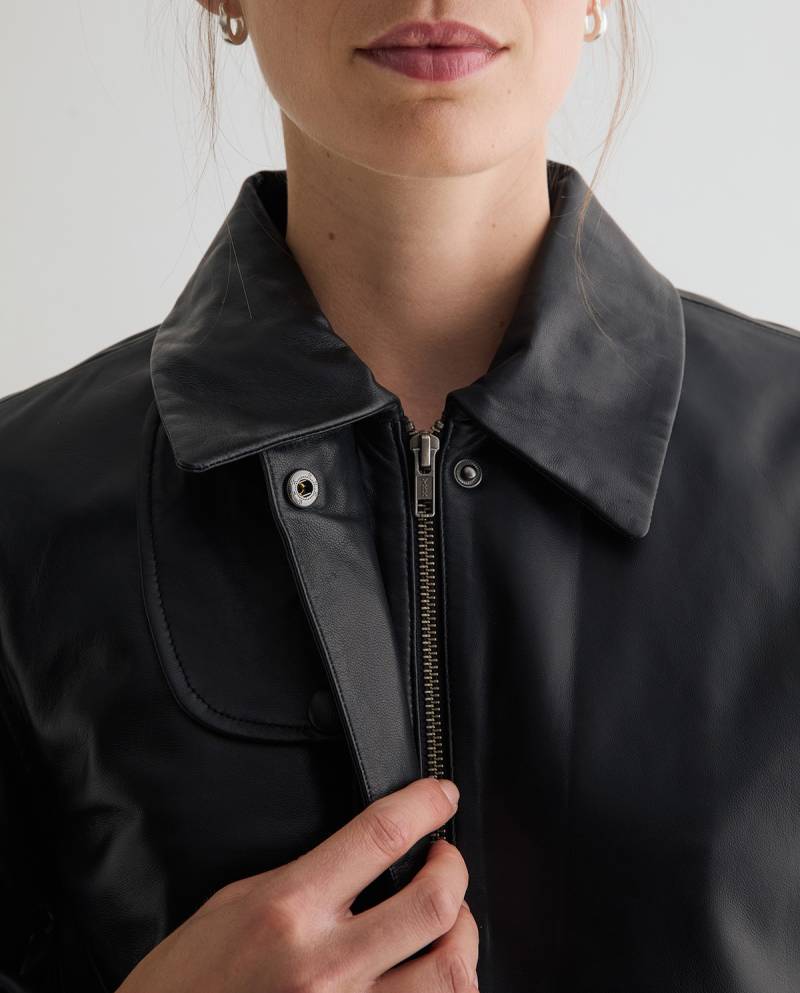 yerse leather bomber jacket black sketchshop