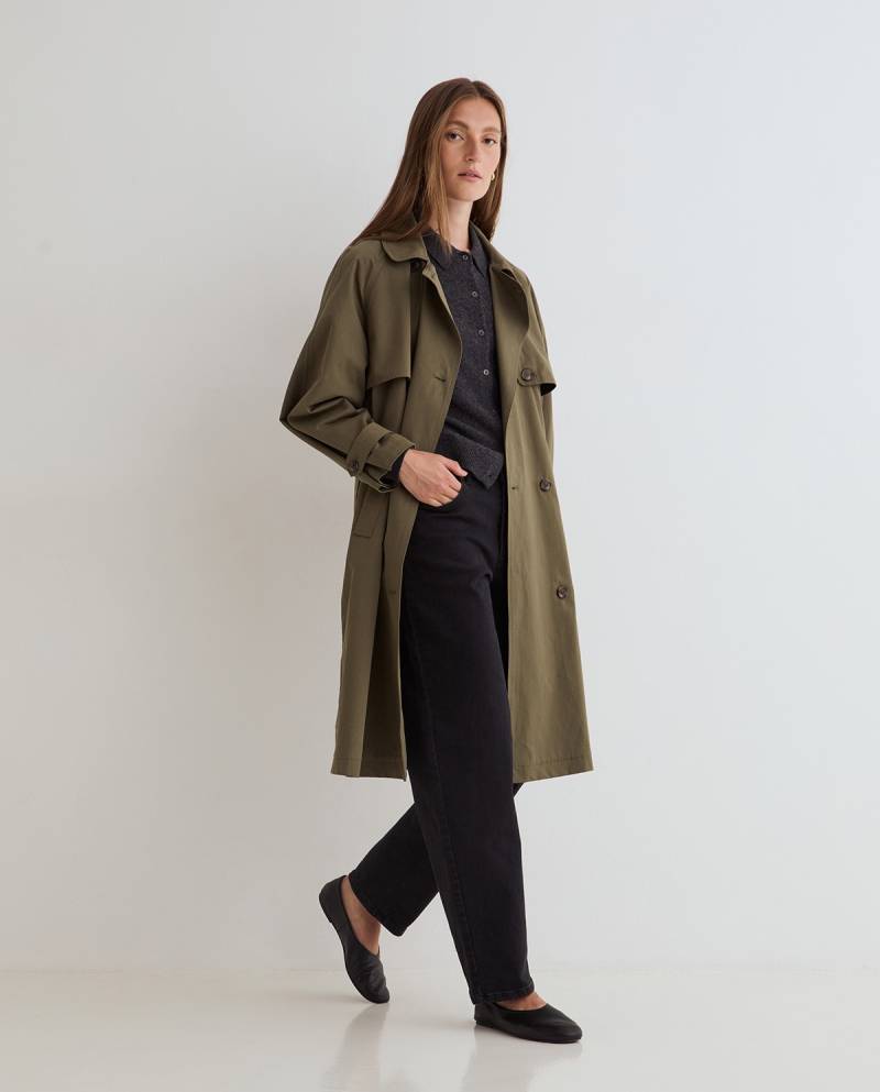 yerse midi trench coat military green sketchshop