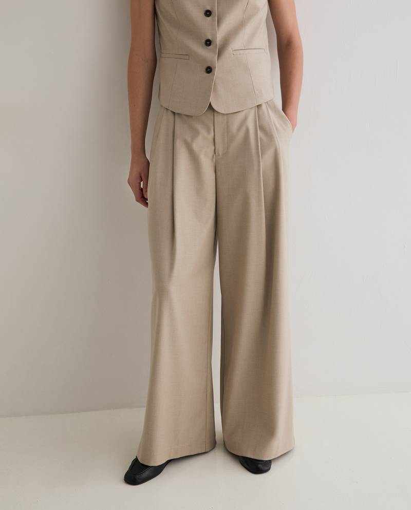 yerse structured wide leg suit trousers beige sketchshop
