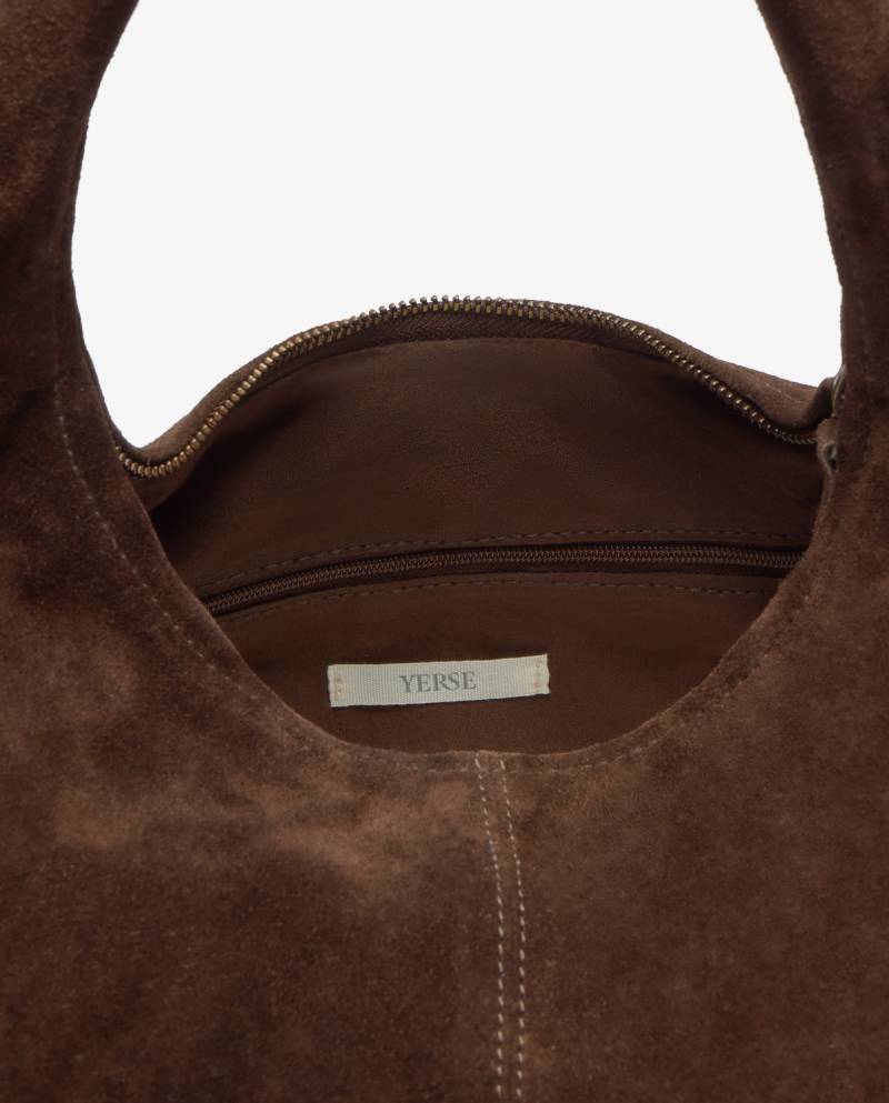 yerse suede hobo bag chocolate sketchshop