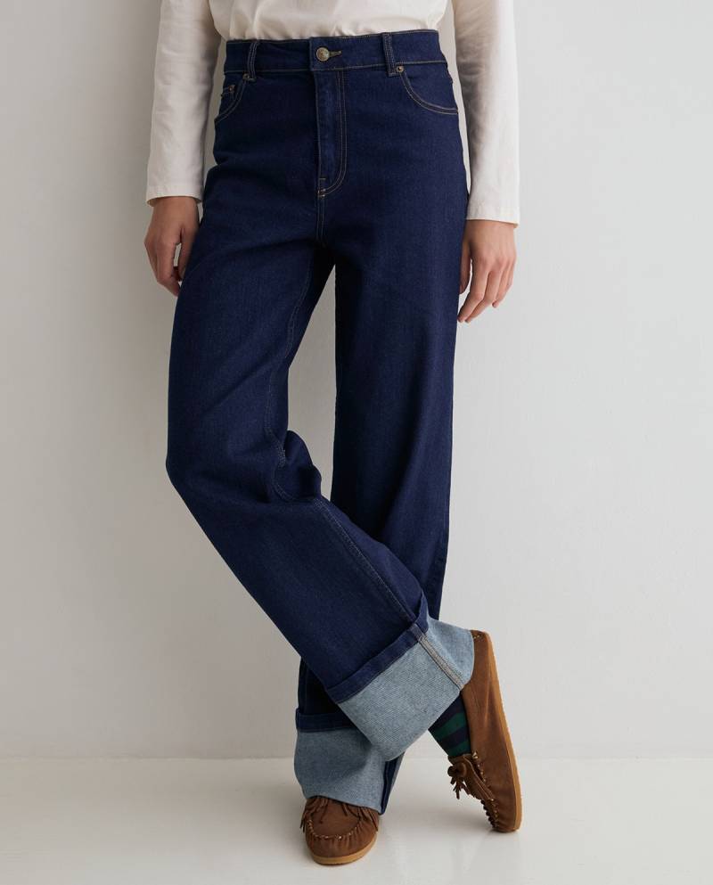 yerse wide leg jeans turned up cuffs dark blue sketchshop