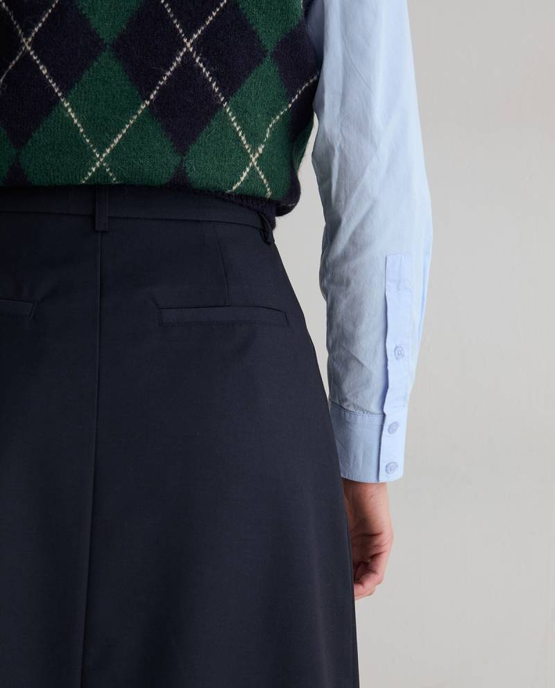 yerse flared midi skirt navy blue sketchshop