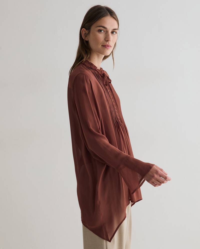 yerse pleated shirt chocolate sketchshop