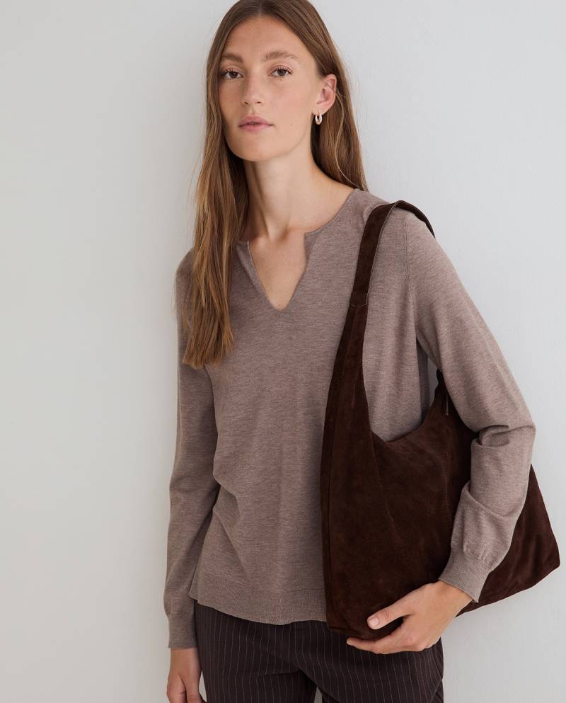 yerse suede hobo bag chocolate sketchshop