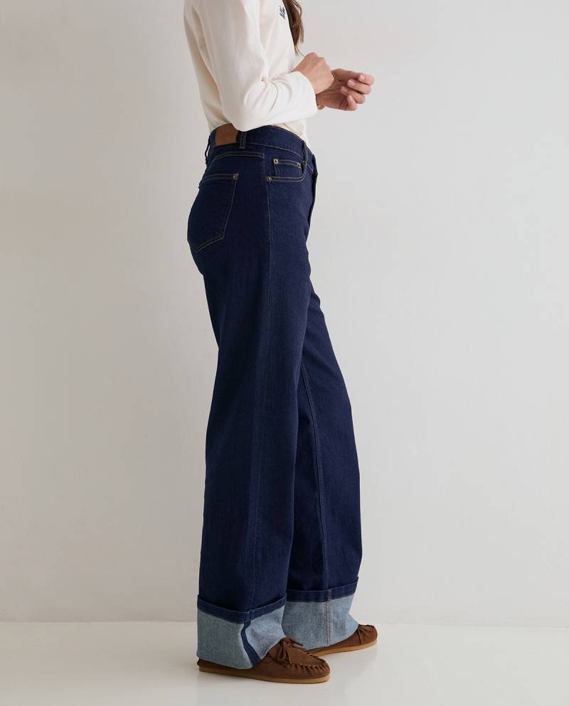 yerse wide leg jeans turned up cuffs dark blue sketchshop