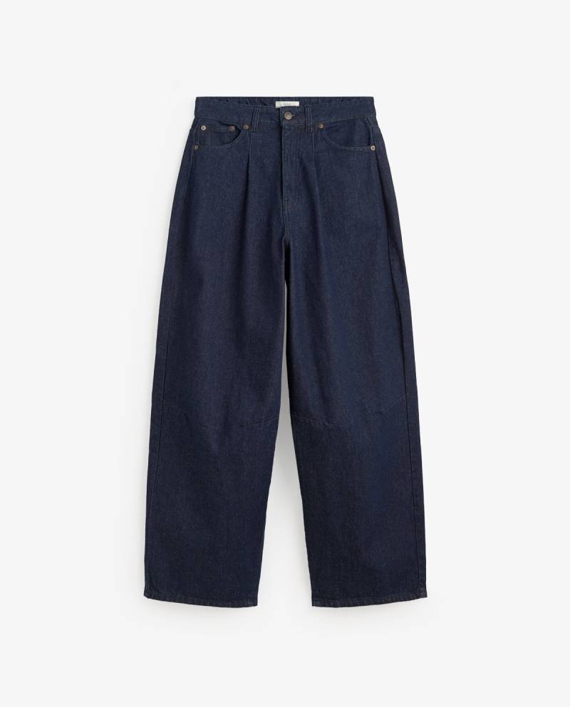 yerse barrel leg denim trousers indigo sketchshop