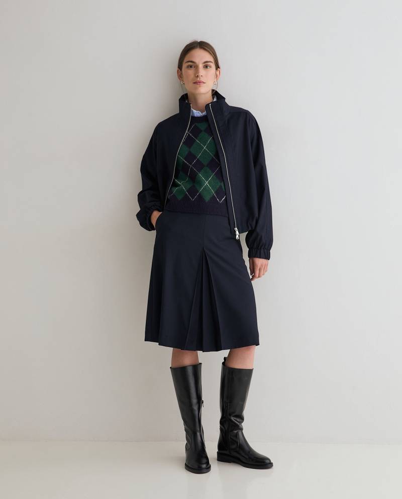yerse flared midi skirt navy blue sketchshop