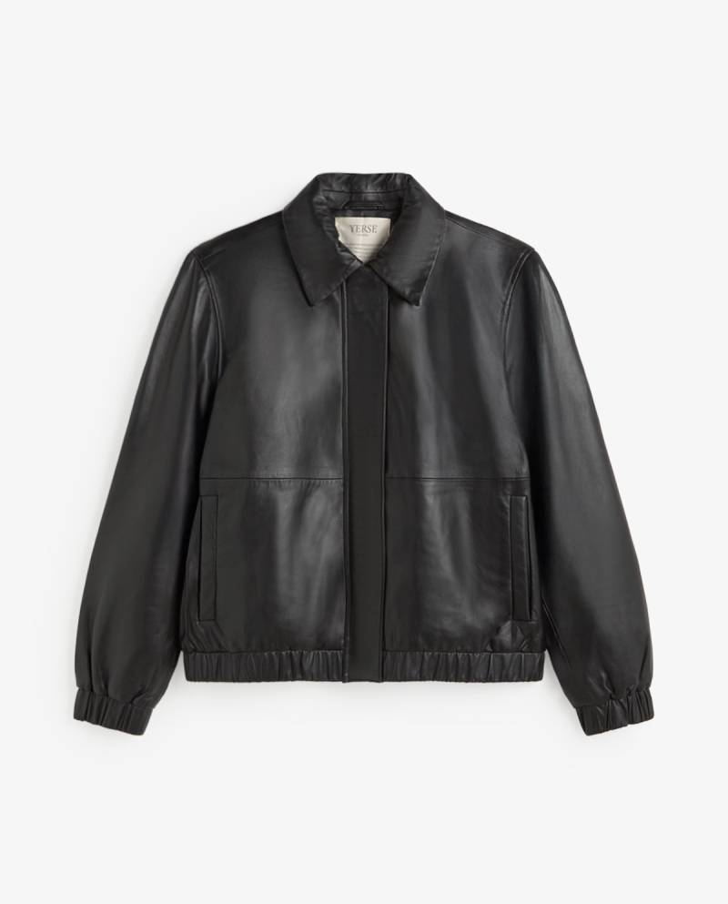yerse leather bomber jacket black sketchshop