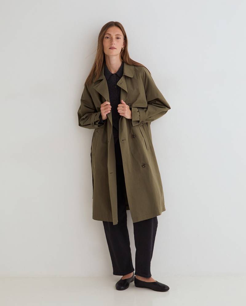 yerse midi trench coat military green sketchshop