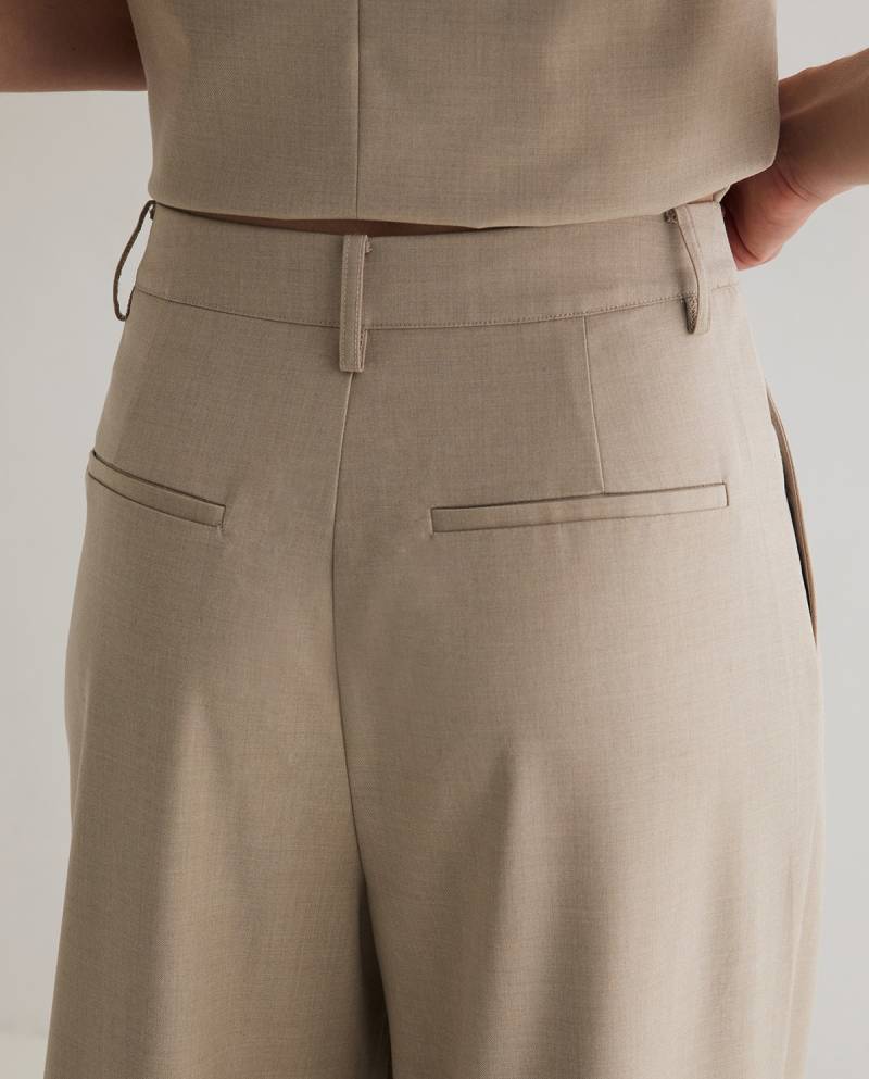yerse structured wide leg suit trousers beige sketchshop