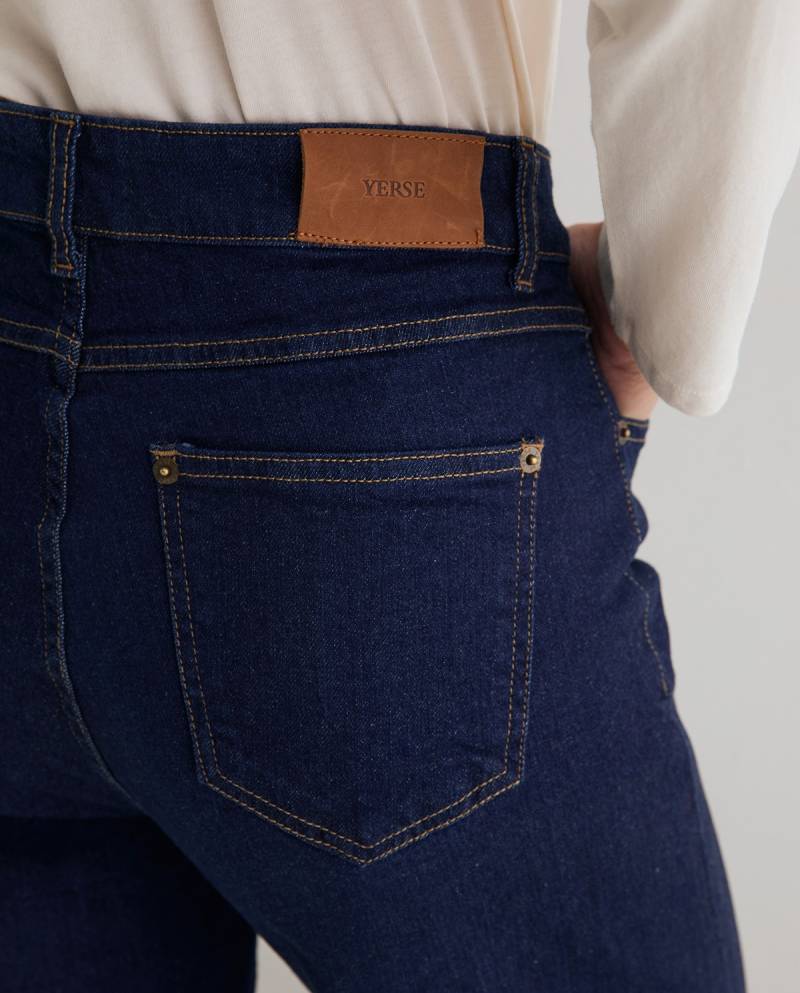 yerse wide leg jeans turned up cuffs dark blue sketchshop
