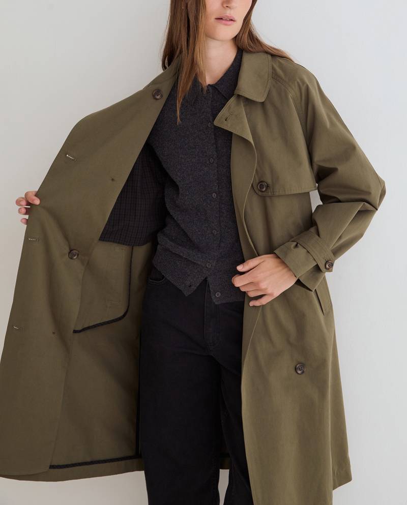 yerse midi trench coat military green sketchshop