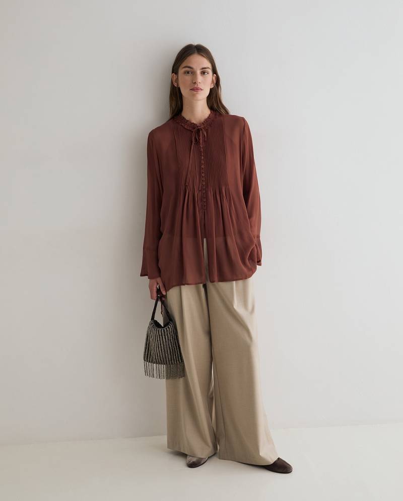 yerse pleated shirt chocolate sketchshop