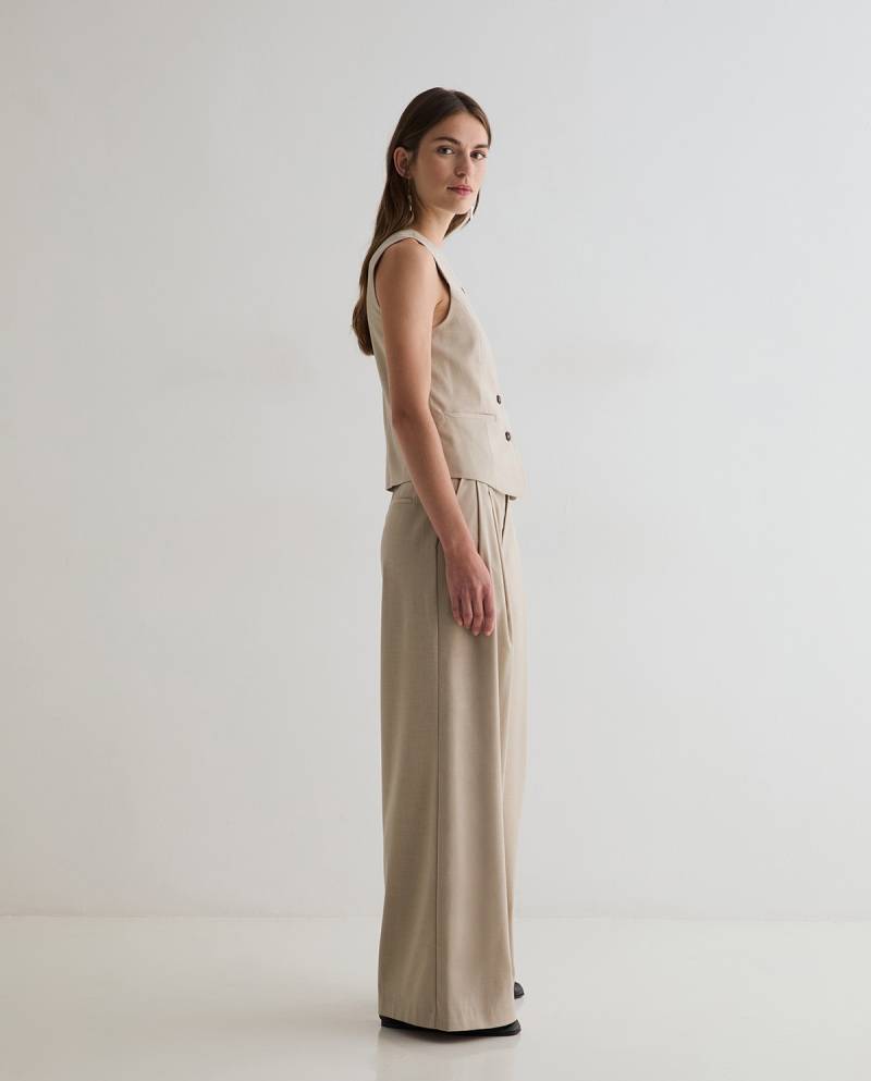 yerse structured wide leg suit trousers beige sketchshop