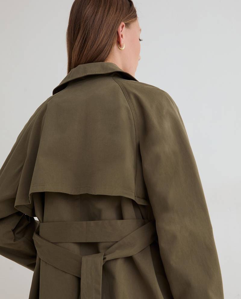 yerse midi trench coat military green sketchshop