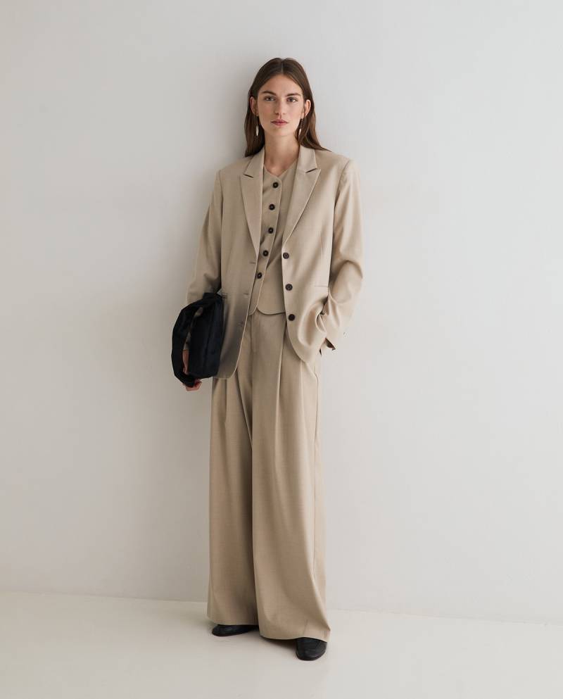 yerse structured wide leg suit trousers beige sketchshop