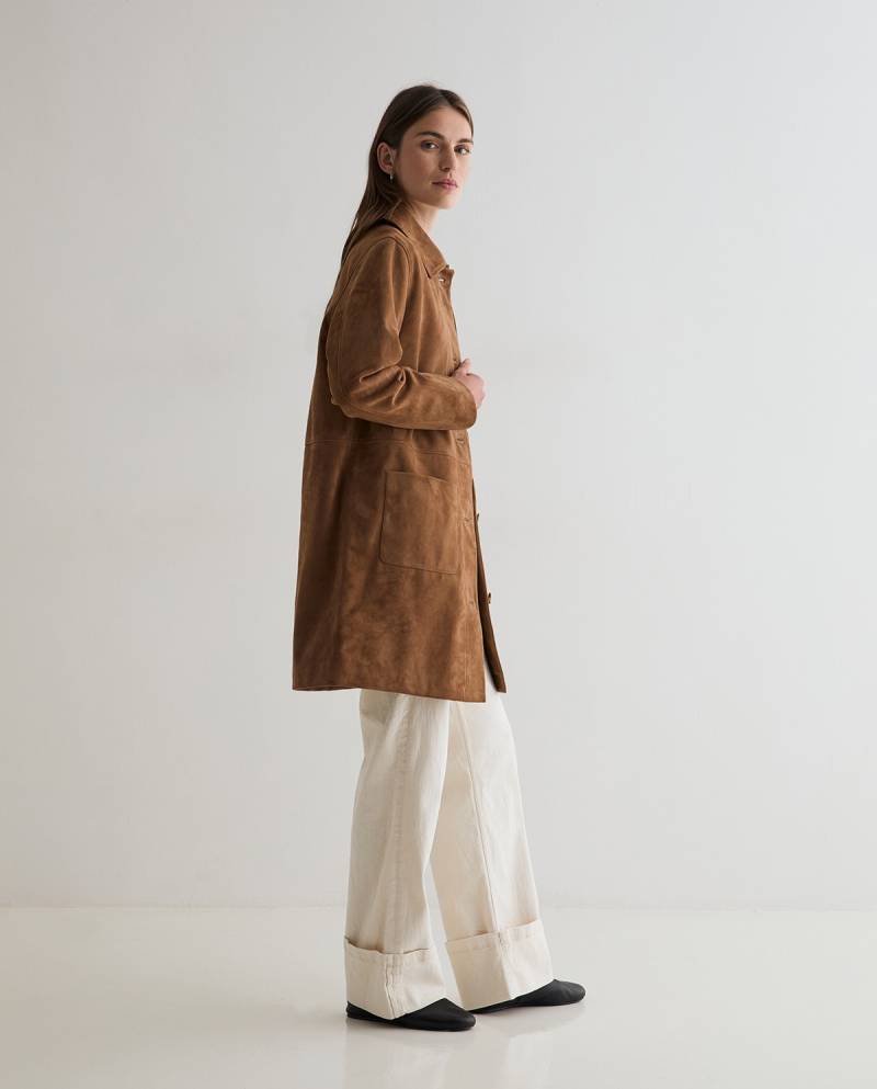 yerse suede midi coat camel sketchshop