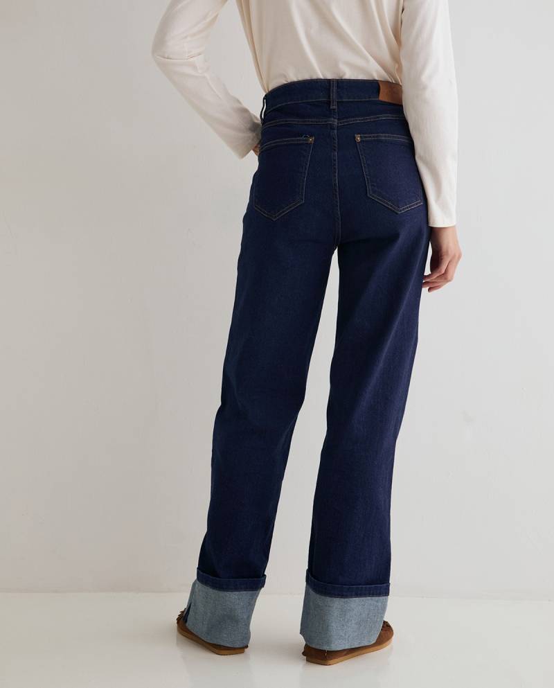 yerse wide leg jeans turned up cuffs dark blue sketchshop