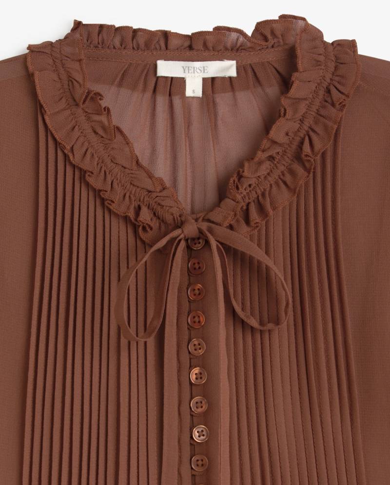 yerse pleated shirt chocolate sketchshop