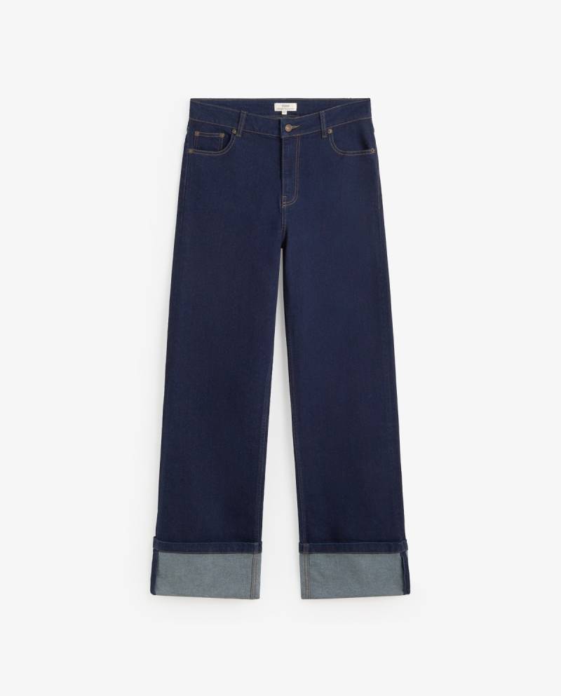 yerse wide leg jeans turned up cuffs dark blue sketchshop